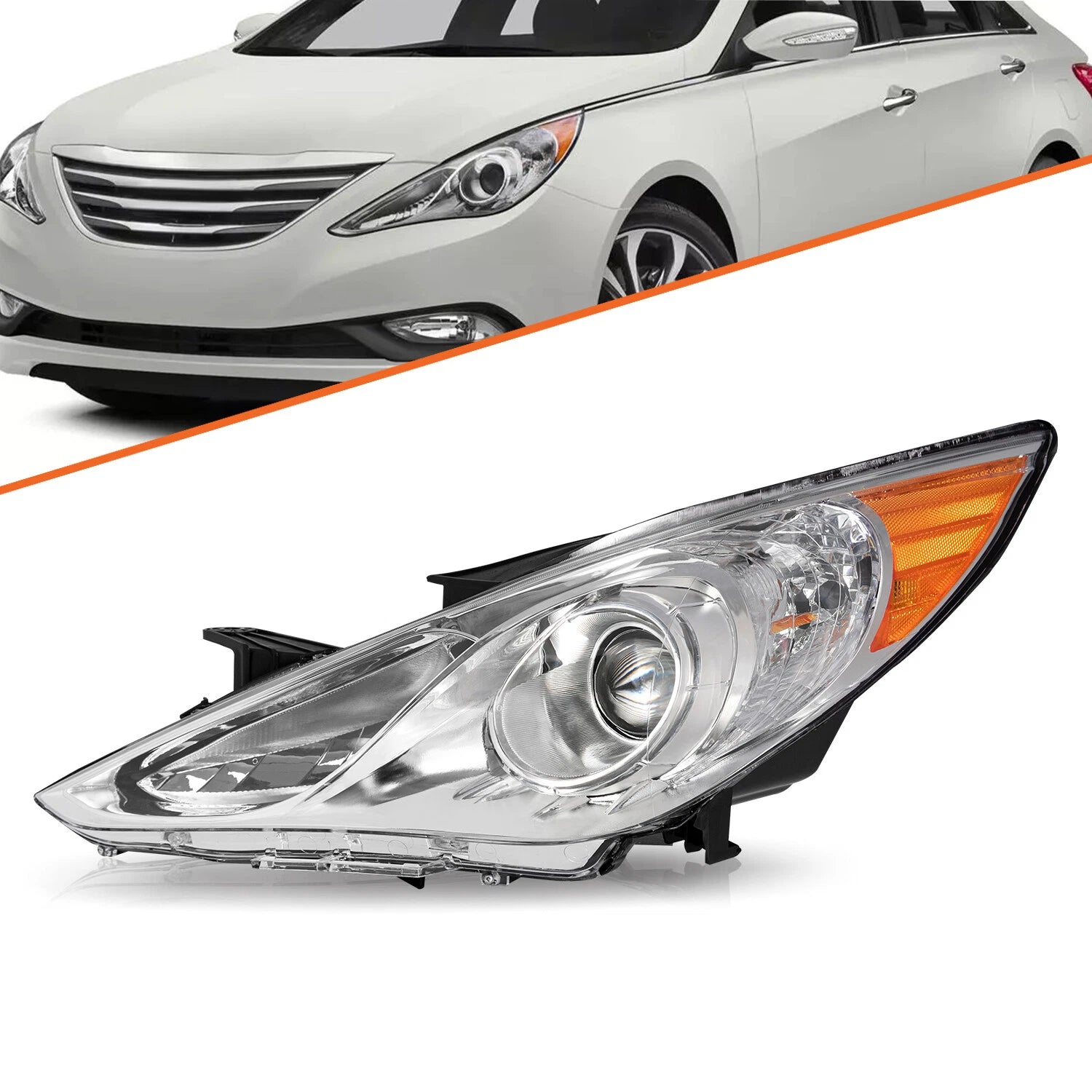 Chrome Housing For 2011 2012 2013 2014 Hyundai Sonata New Projector Headlight