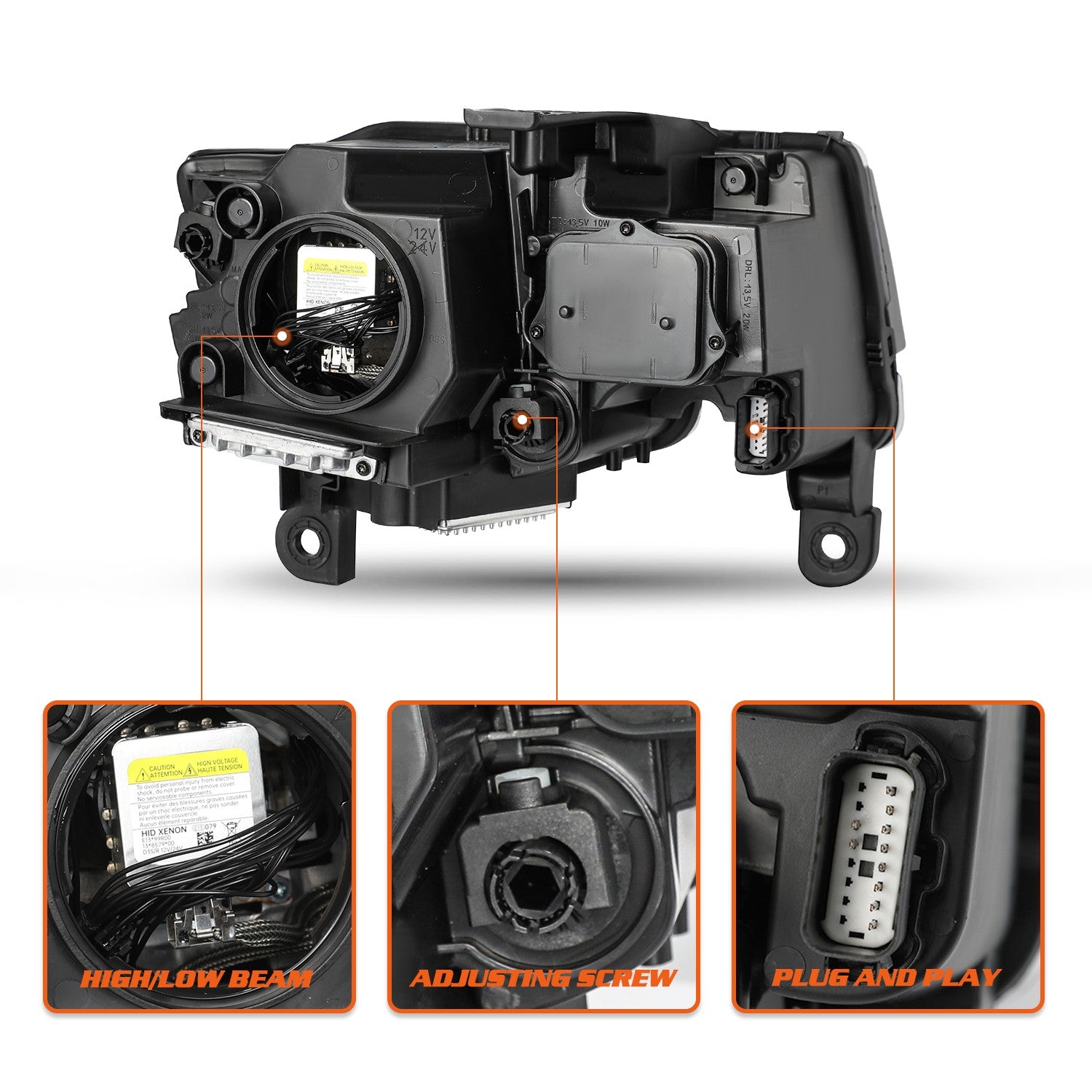 HID Xenon Headlight Assembly For 2017-2021 Jeep Grand Cherokee Driver Left