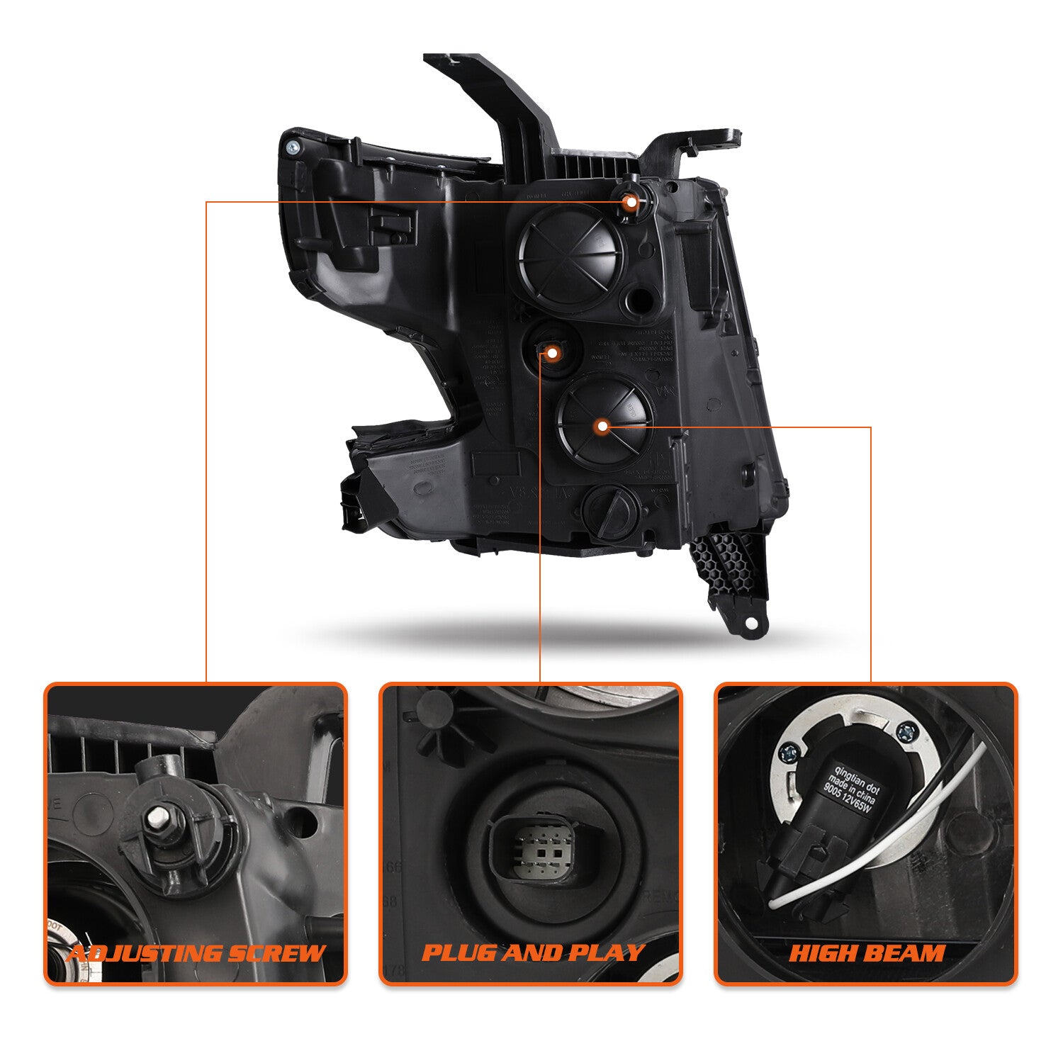 Black Headlights Projector For 2015-2020 Chevy Tahoe Suburban Headlamps w/ B