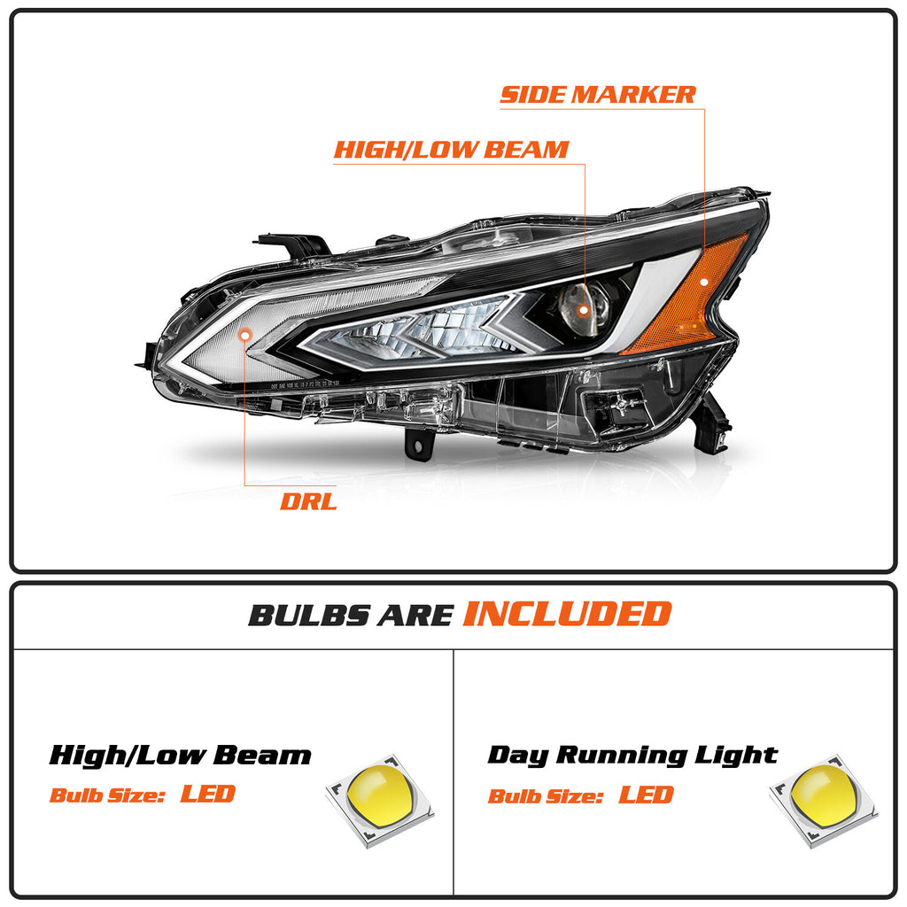 For 2019-2022 Nissan Altima Full LED LH Driver Side Headlight Headlamp Assembly