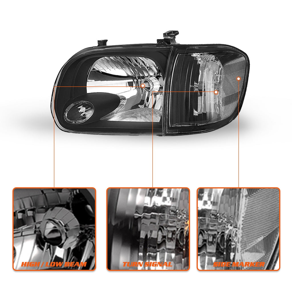 For 2005-2006 Toyota Tundra 05-07 Sequoia Halogen Black Headlight Assembly LH+RH