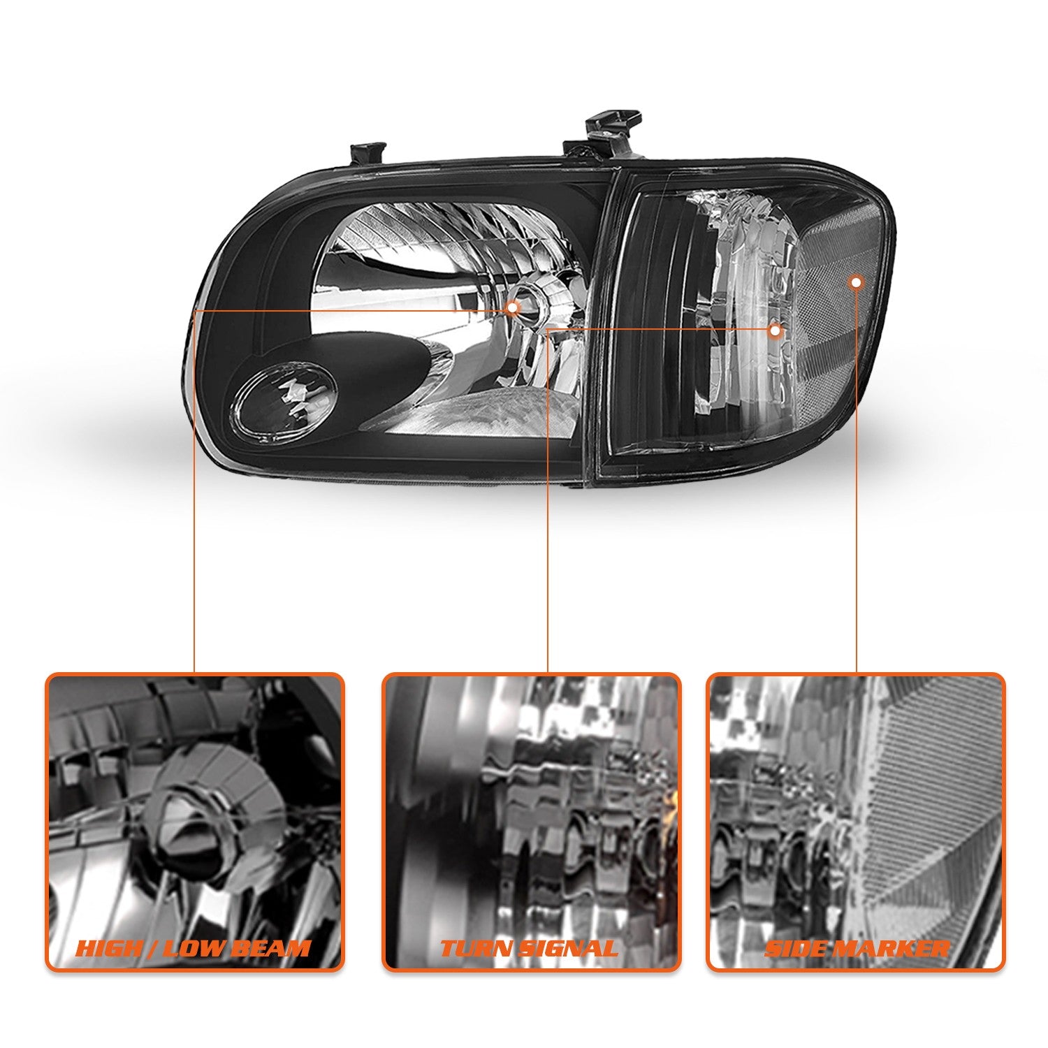 For 2005-2006 Toyota Tundra 05-07 Sequoia Halogen Black Headlight Assembly LH+RH