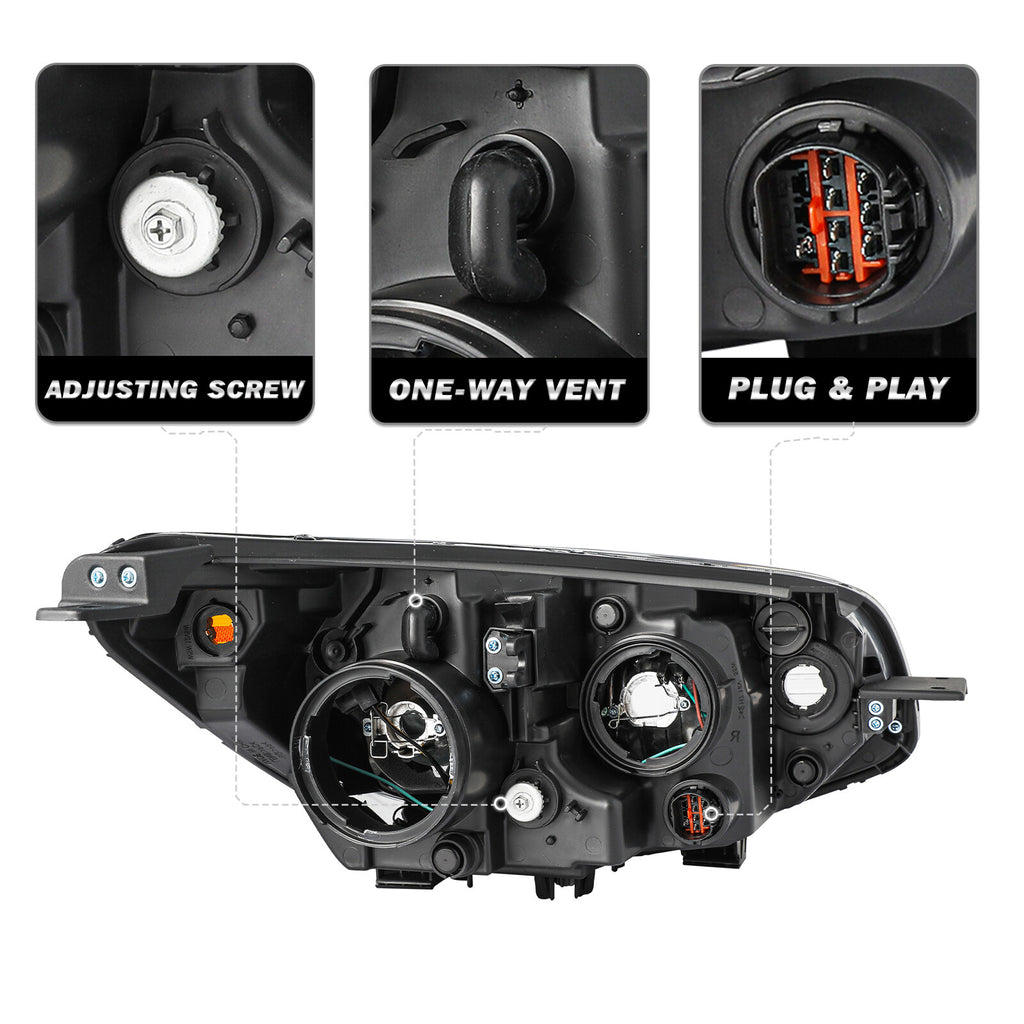 For 2014 2015 2016 Kia Soul Black Projector Halogen Headlight 14-16