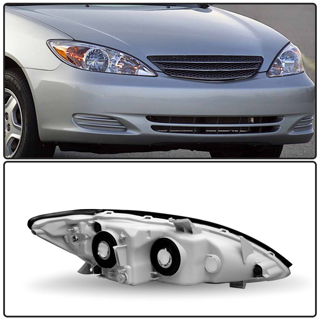 For 2005-2006 Toyota Camry Assembly Headlight Chrome Amber Headlamps 05-06 Pairs
