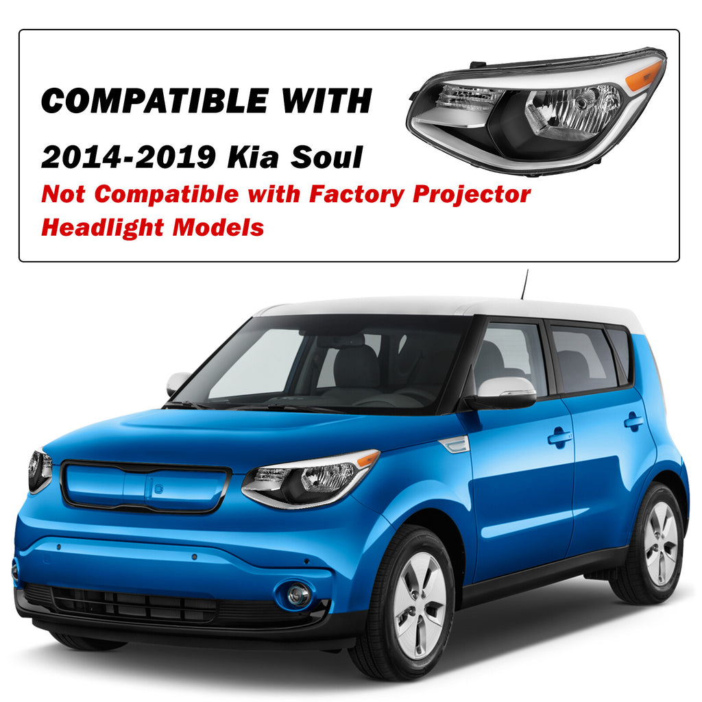 For 2014 2015 2016 2017 2018 2019 Kia Soul Halogen Headlight