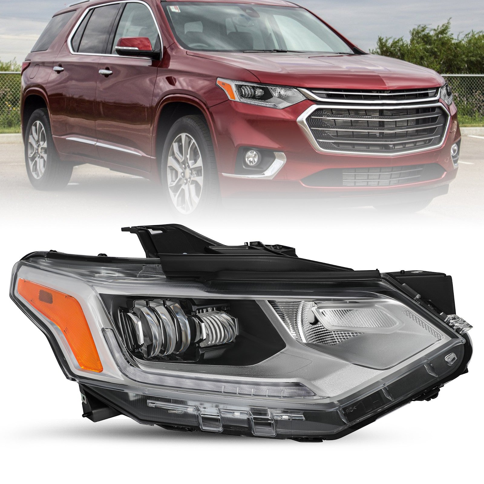 [FULL LED] For 2018-2021 Chevy Traverse Passenger Side Headlight Assembly RH