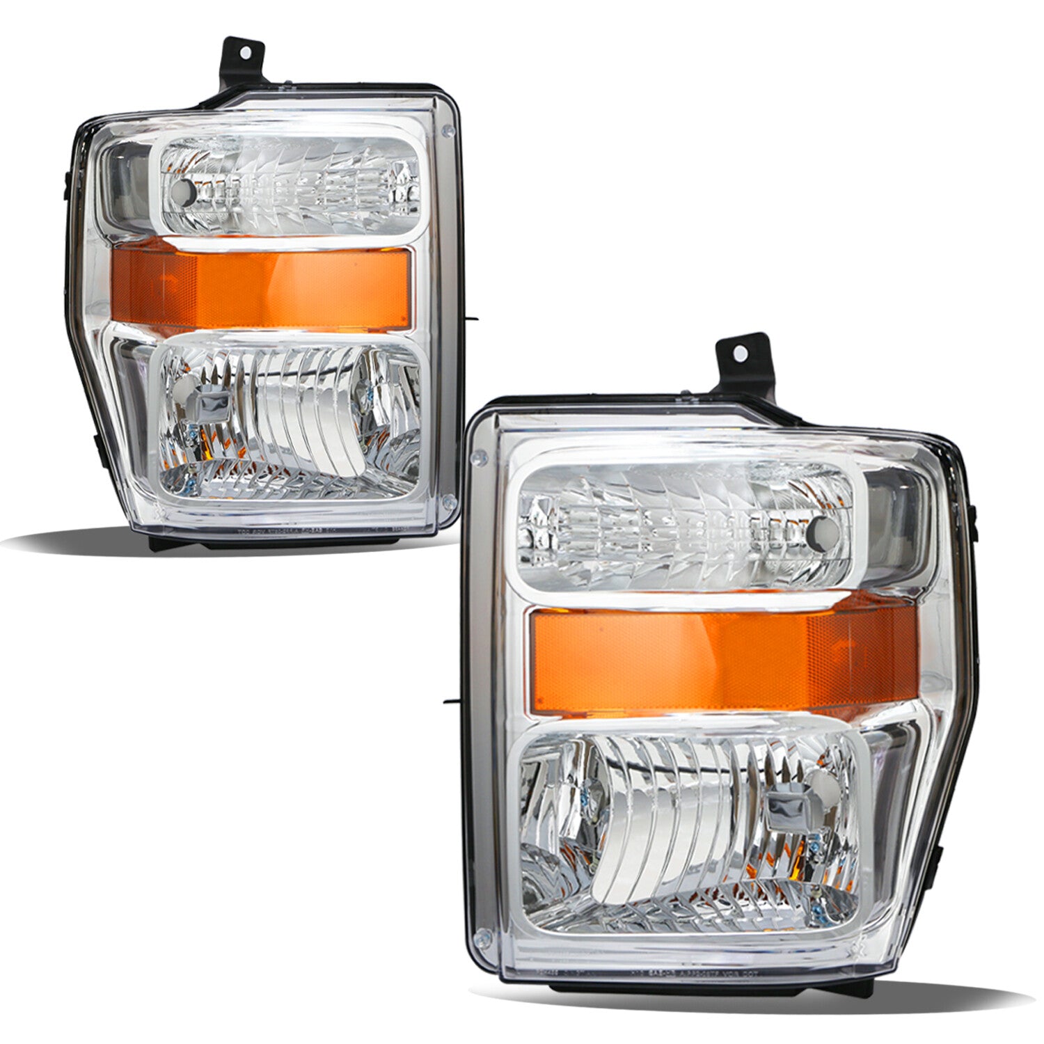 For 2008-2010 Ford F250 F350 F450 SuperDuty Pickup Chrome Headlights W/bulbs