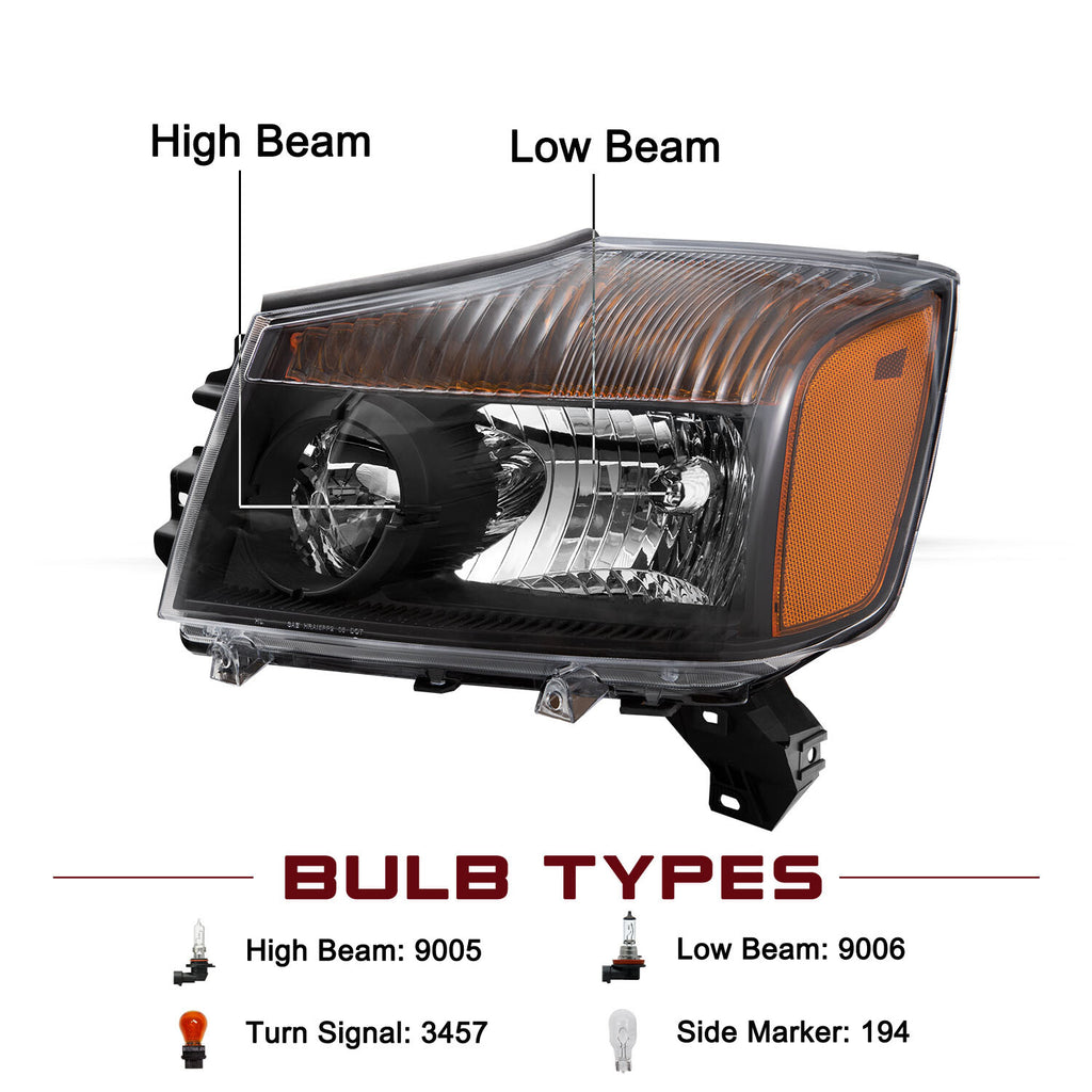 For 2004-2015 Nissan Titan / 2005-2007 Nissan Armada Headlights Assembly Lamps