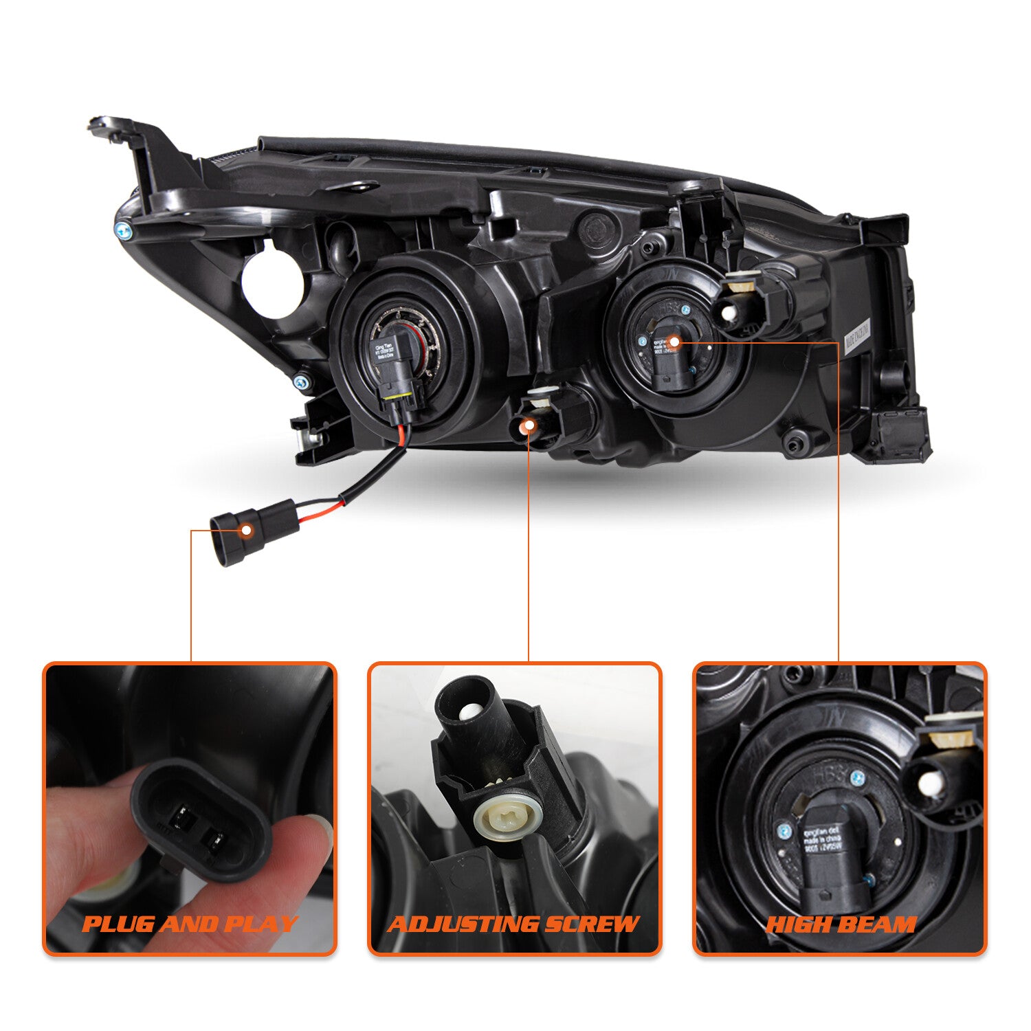 Left+Right Headlight Assembly W/Bulbs For 2009-2012 Toyota Rav4 Halogen Chrome