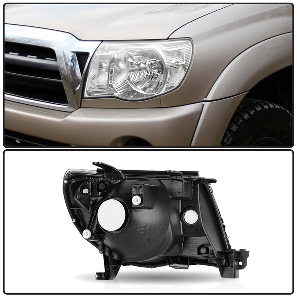 For 2005-2011 Toyota Tacoma Chrome Clear Corner Headlights Assembly Lamps Pair