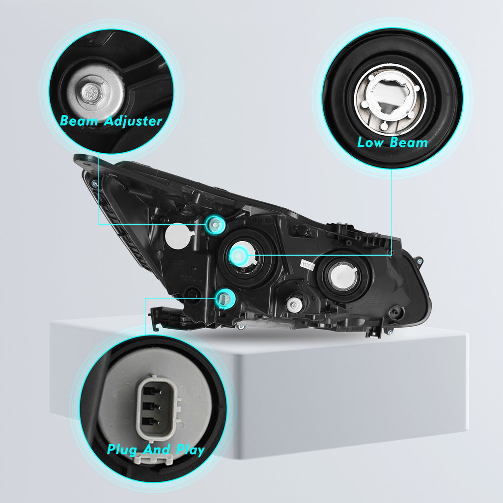 For 2016-2017 Honda Accord Sedan Halogen w/ LED DRL 2Pcs Headlights Assembly L+R