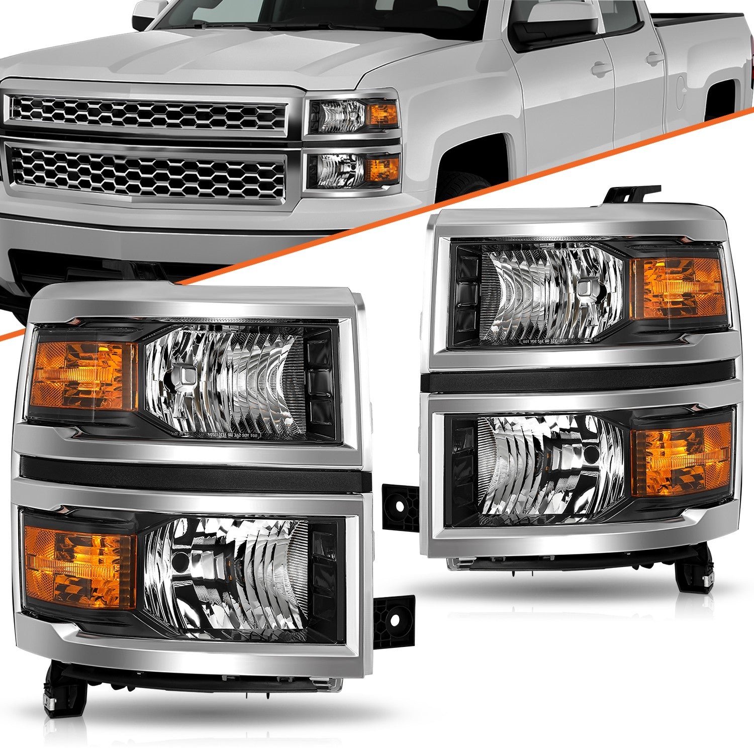 Headlights For 2014-2015 Chevy Silverado 1500 Pickup Headlamps Assembly Sets