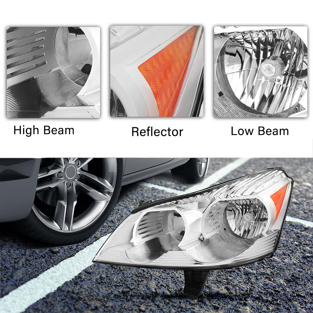 for 2009-2012 Chevy Traverse LS LT Chrome Headlights Headlamps L+R w/ Bulb 09-12