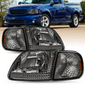 For 97-02 Expedition Ford 97-03 F150 Smoke Housing Amber Corner 4Pcs Headlights