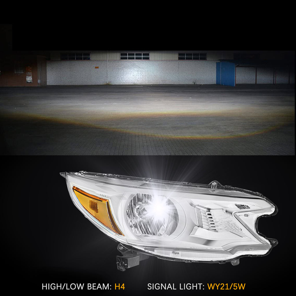 For 2012 2013 2014 Honda CR-V Chrome Headlights Assembly Amber Corner Lamps Pair