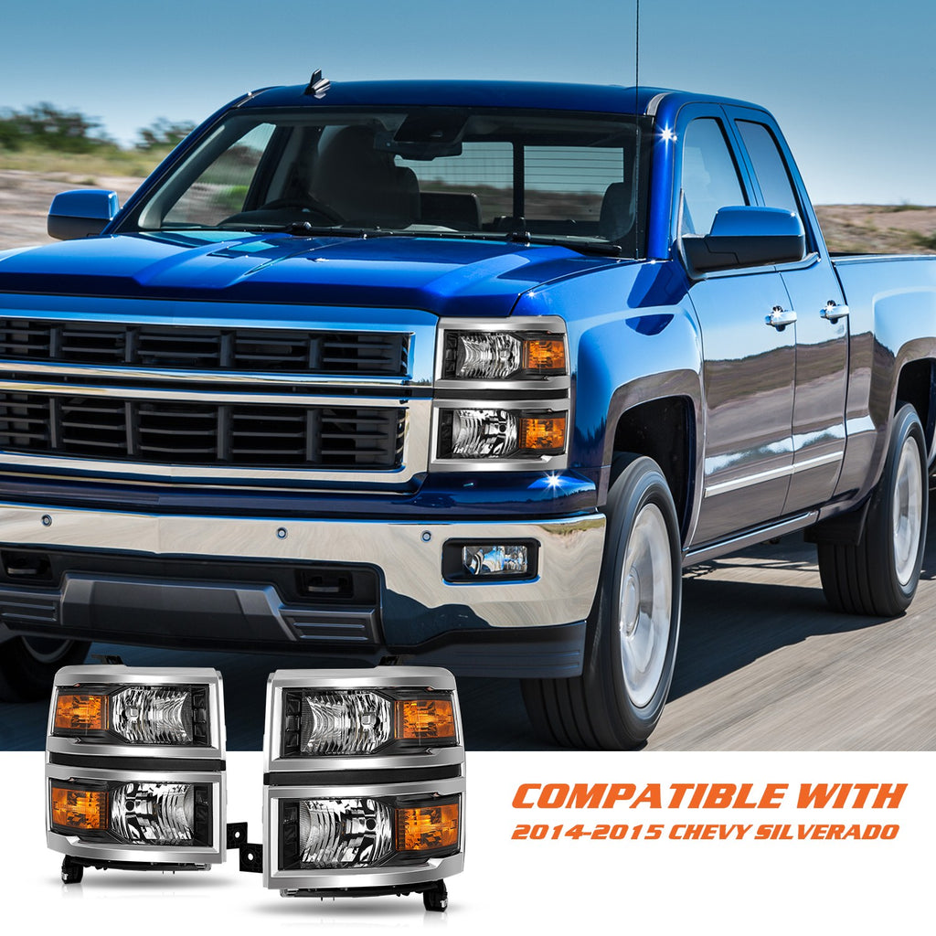 Headlights For 2014-2015 Chevy Silverado 1500 Pickup Headlamps Assembly Sets