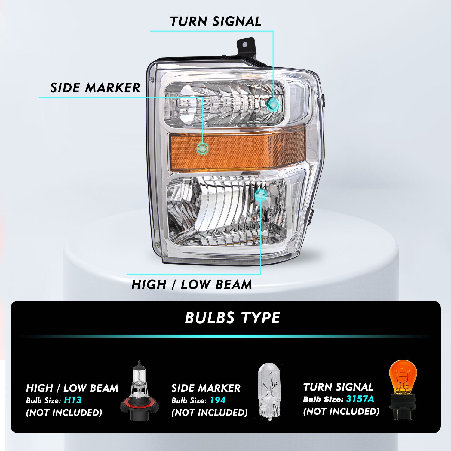 For 2008 -2010 Ford F250 F350 F450 Super Duty Pickup Headlights Lamps Pair LH+RH