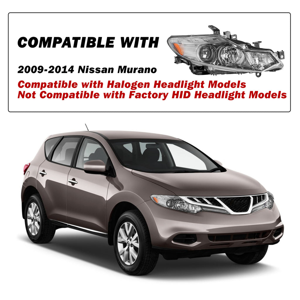 For 09-14 Nissan Murano Halogen Right Passenger Side Headlight Assembly Headlamp
