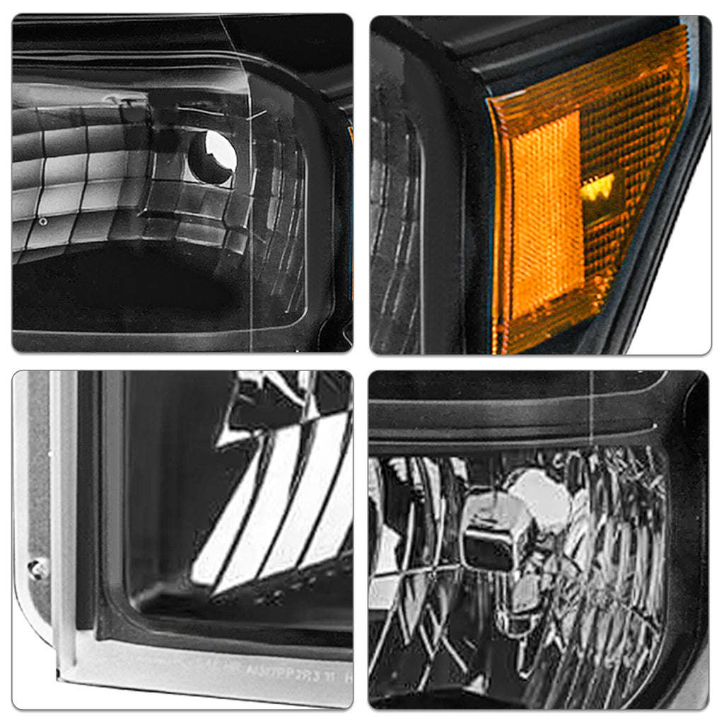 For 2011-2016 Ford F250 F350 F450 F550 Super Duty Pickup Black Headlights Pair