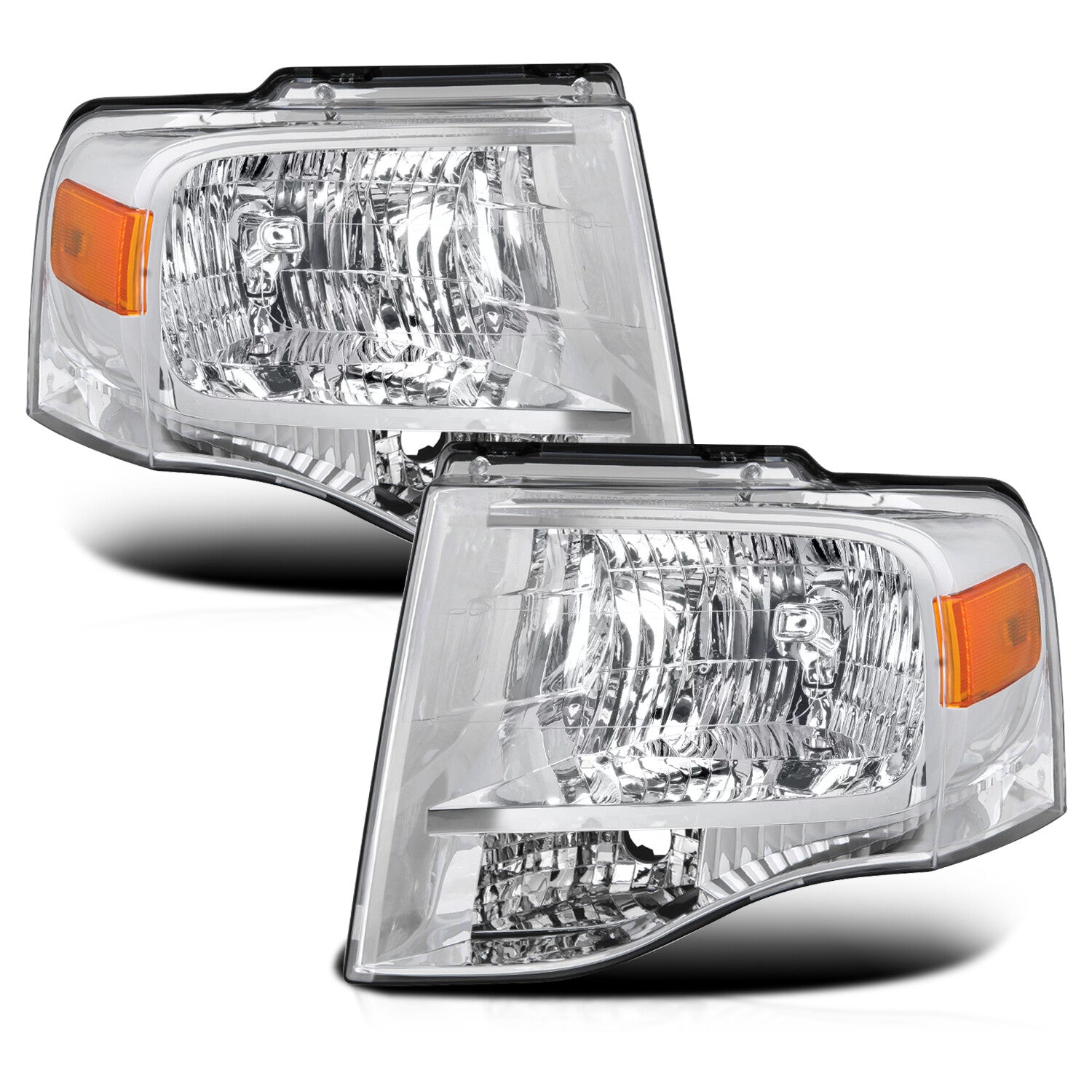 For 2007-2014 Ford Expedition Chrome Housing Amber Corner Headlight Replacement