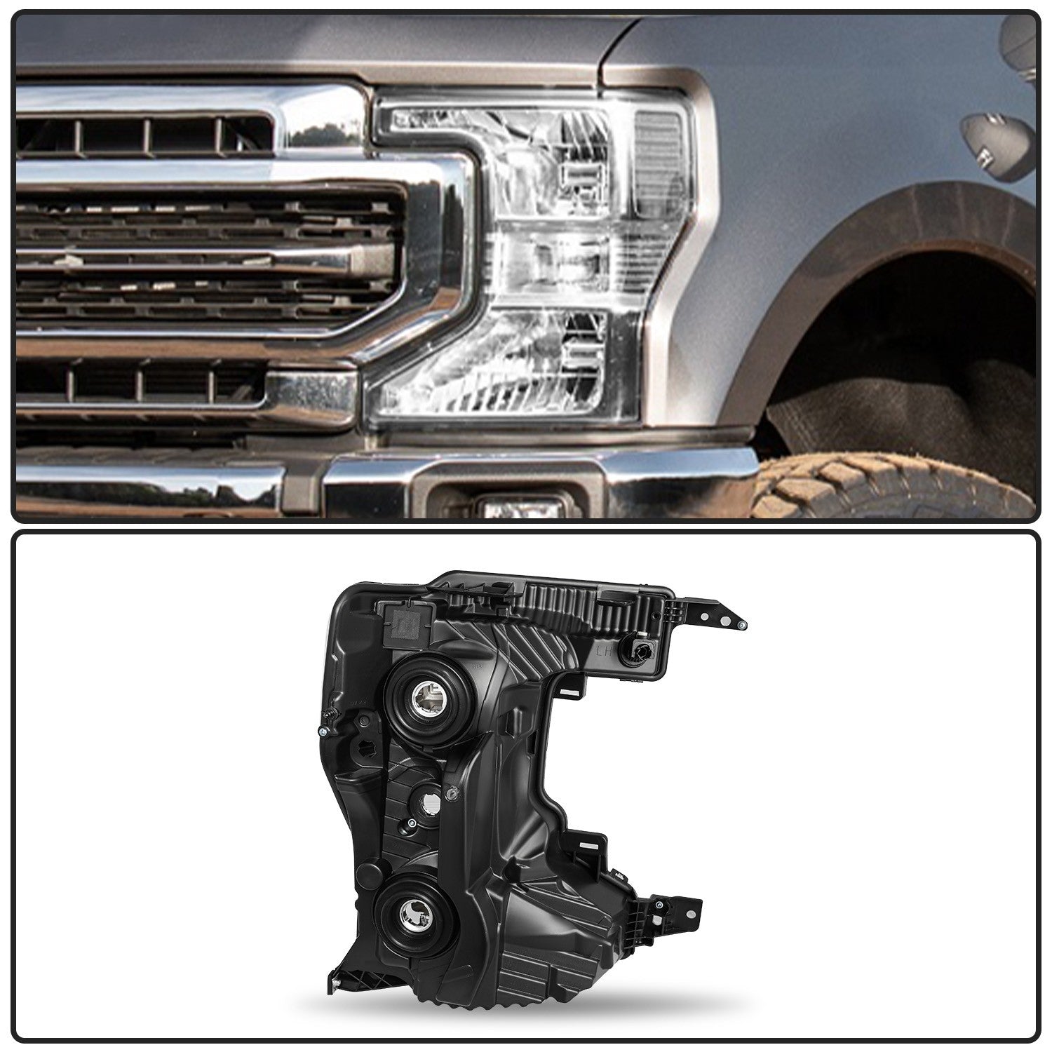For 2020-2022 Ford F250 F350 SuperDuty Halogen Chrome Headlights Headlamps