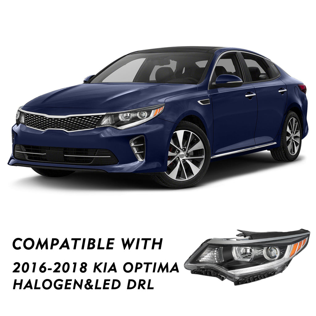 For 2016-2018 Kia Optima Projector Halogen W/O LED DRL Headlight Assembly