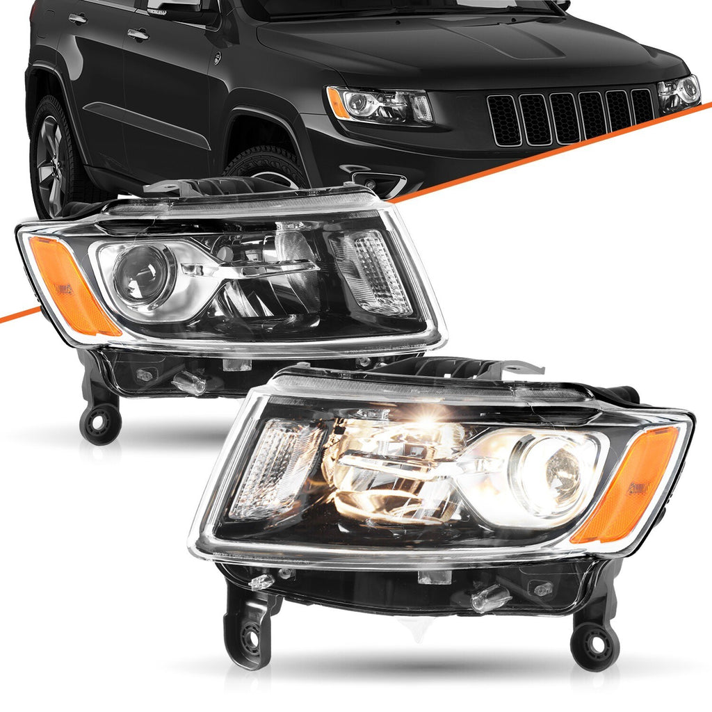 Pair L+R Clear Projector Headlight Headlamps for 2014-2016 Jeep Grand Cherokee