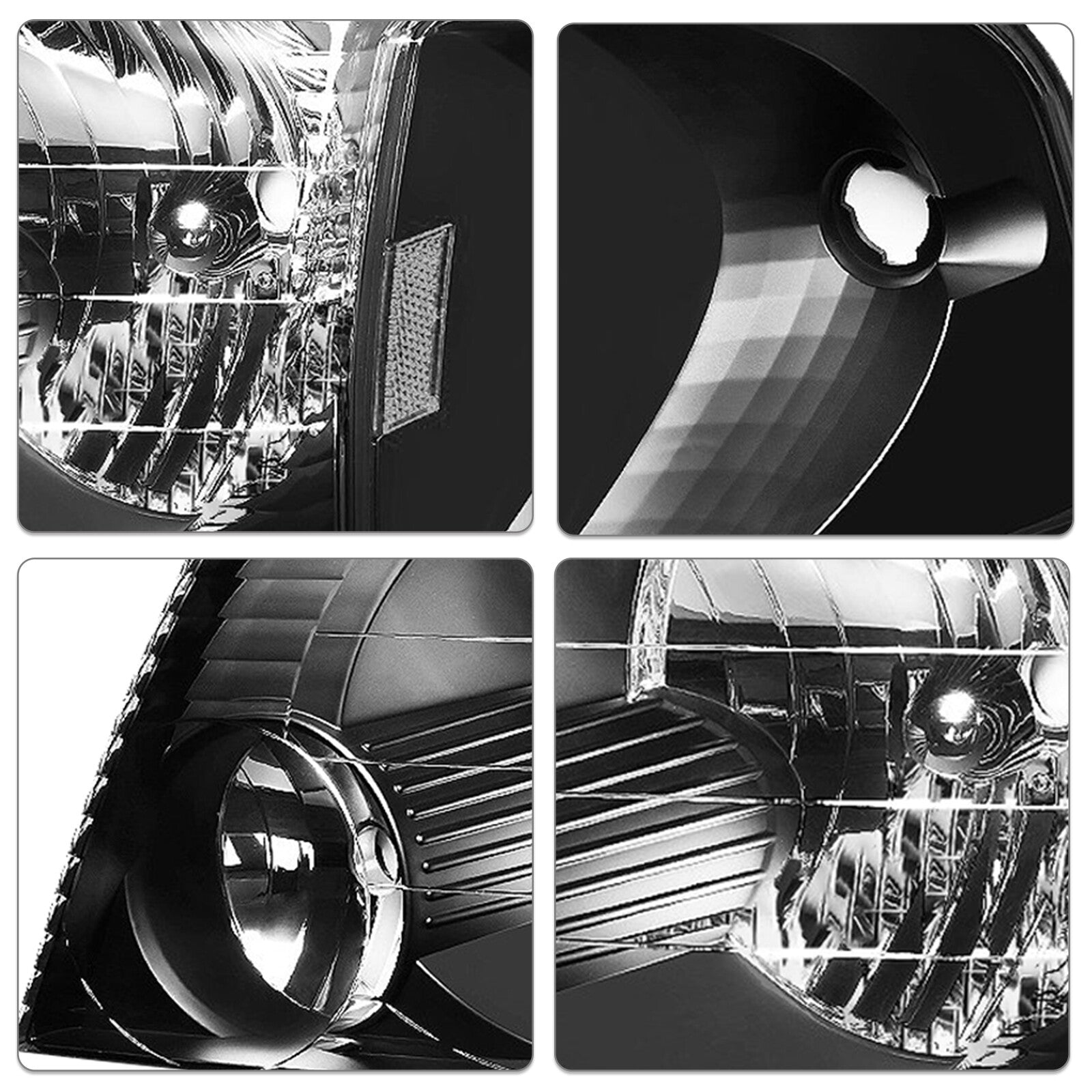 Black Headlights+Corner Signal Lights L+R For 2002 2003 2004 2005 Ford Explorer