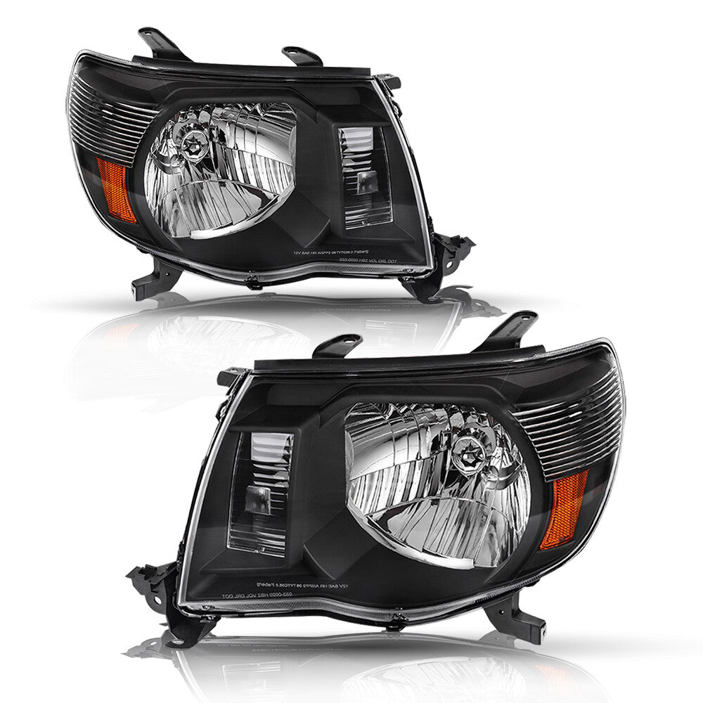 Fits 2005-2011 Toyota Tacoma Pickup Black Headlights Assembly Lamps Left+Right