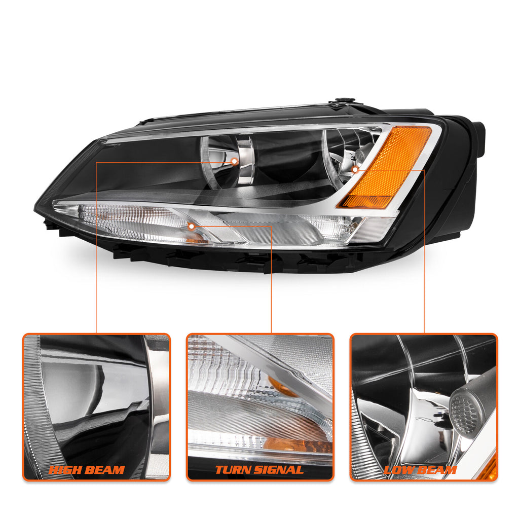 For 2011-2018 Volkswagen Jetta Headlamp Halogen Left Driver side Headlight
