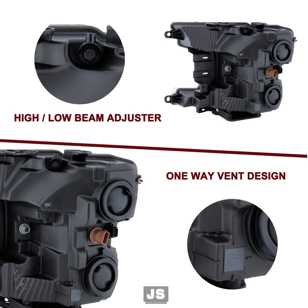 1 Pair Driver+Passenger Chrome Headlights Assembly For Ford F150 2018-2020