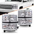 Chrome Headlights For 2014-2015 Chevy Silverado 1500 Headlamps Assembly Sets