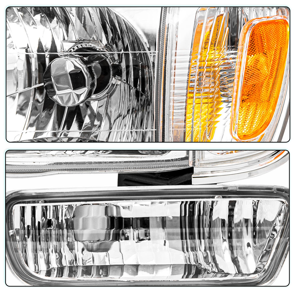 For 2001-2004 Toyota Tacoma Chrome Headlights Clear Corner Lamps + Bumper Lights