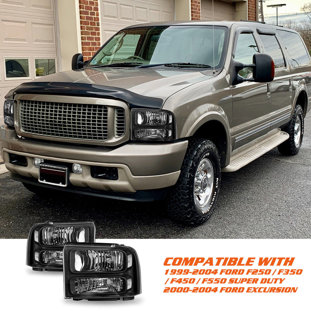 Fit 1999-2004 Ford F250 Ford Super Duty Excursion Conversion Headlights w/ Bulbs