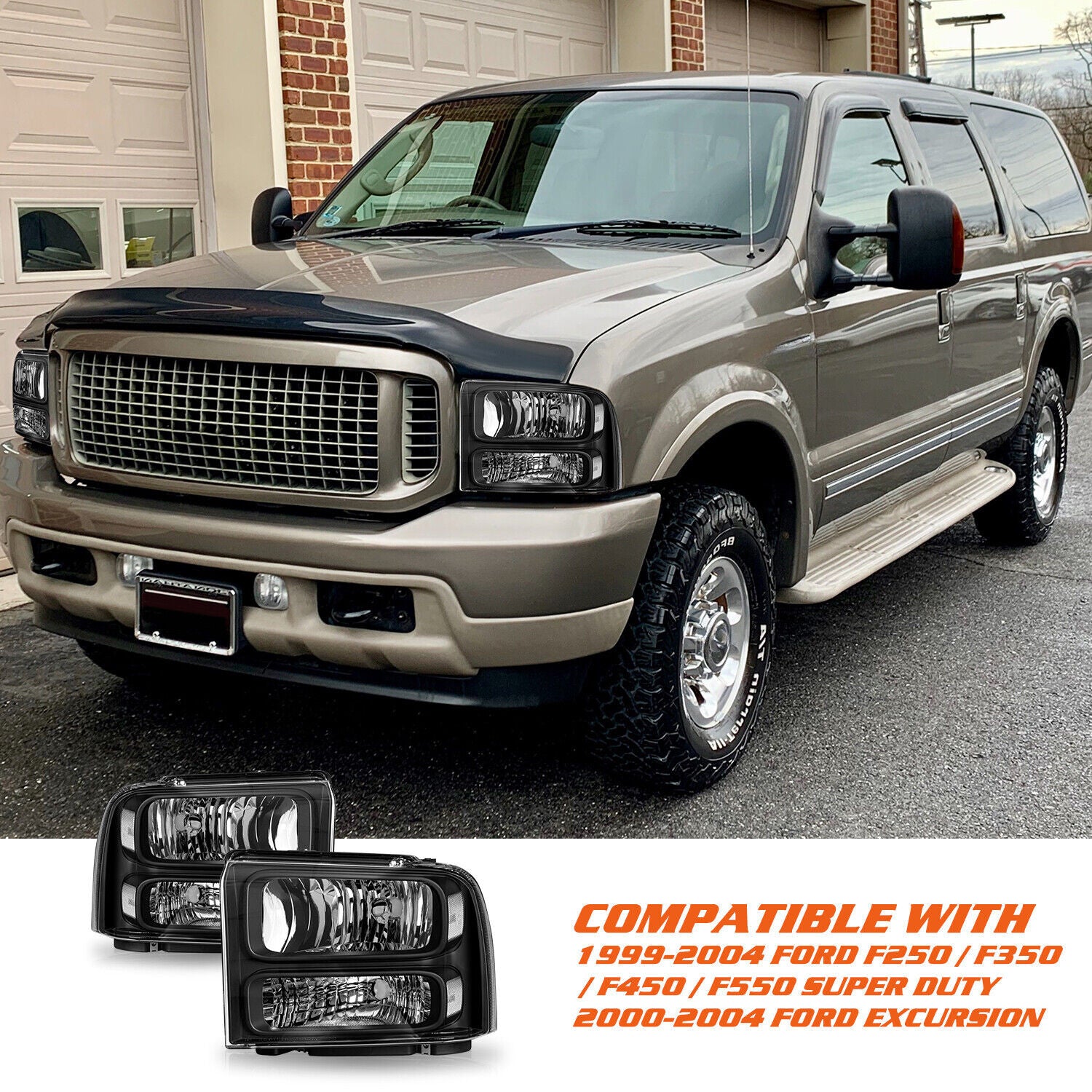 Fit 1999-2004 Ford F250 Ford Super Duty Excursion Conversion Headlights w/ Bulbs