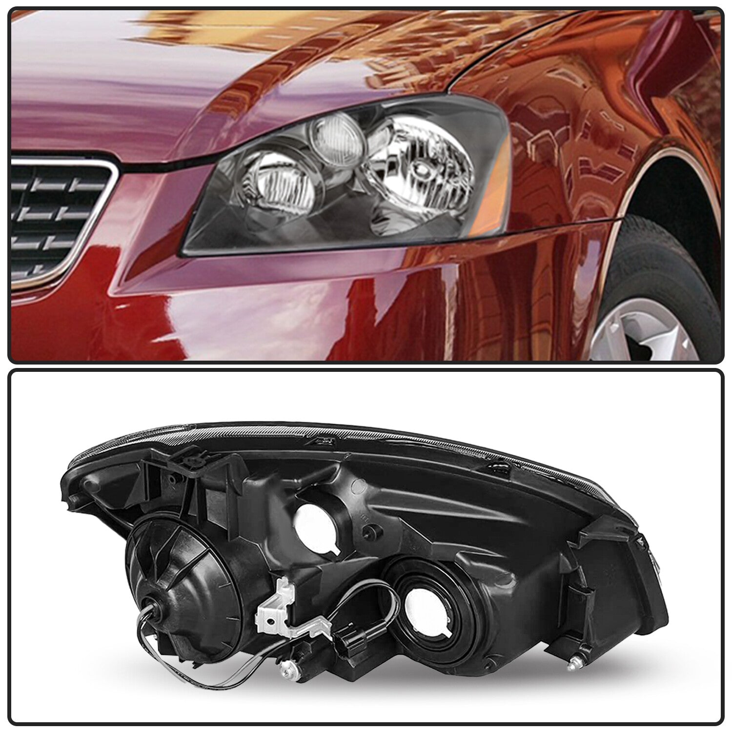 For 2005-2006 Nissan Altima 4Dr Black Housing Amber Corner Headlights 05-06 L+R