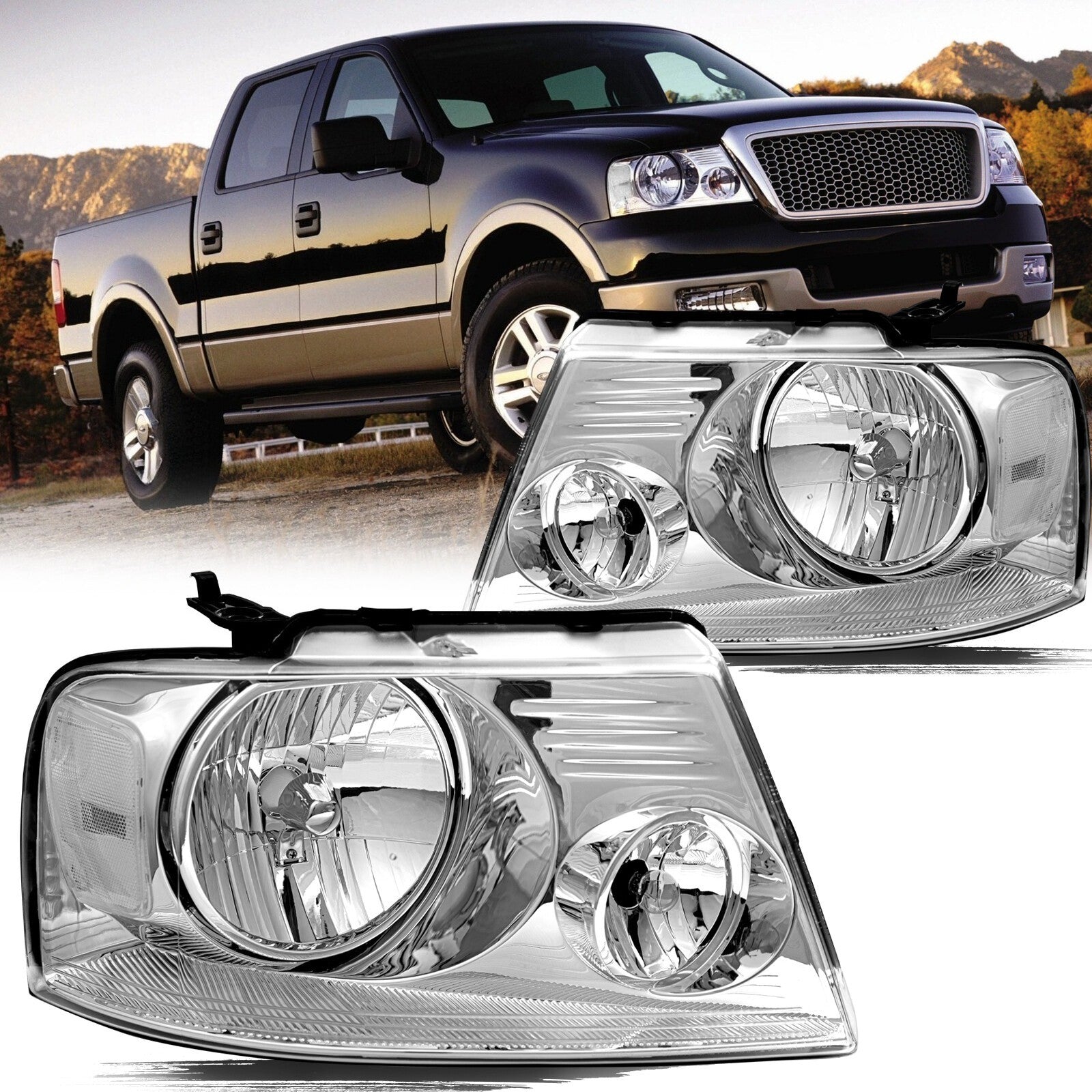 For 2004 2005 2006 2007 2008 Ford F-150 F150 Pickup Headlight Pair LH+RH