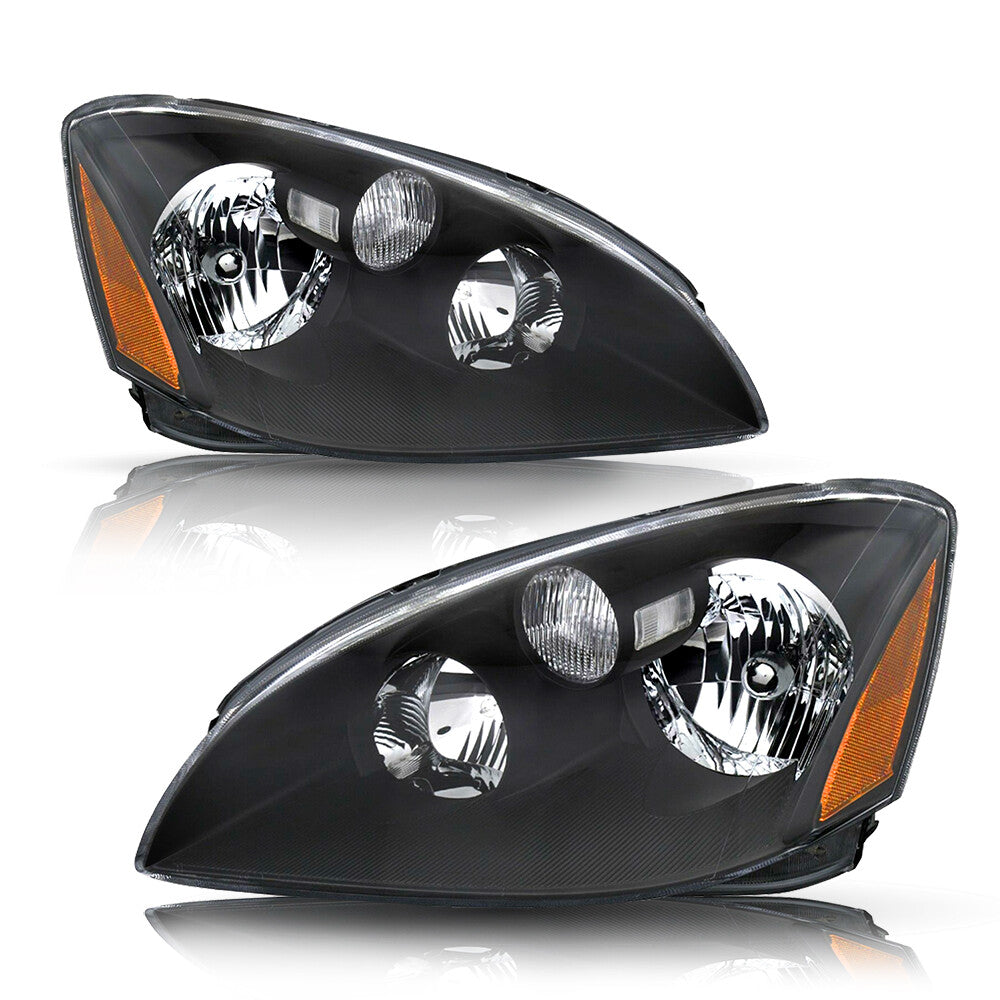 For 2005-2006 Nissan Altima 4Dr Black Housing Amber Corner Headlights 05-06 L+R