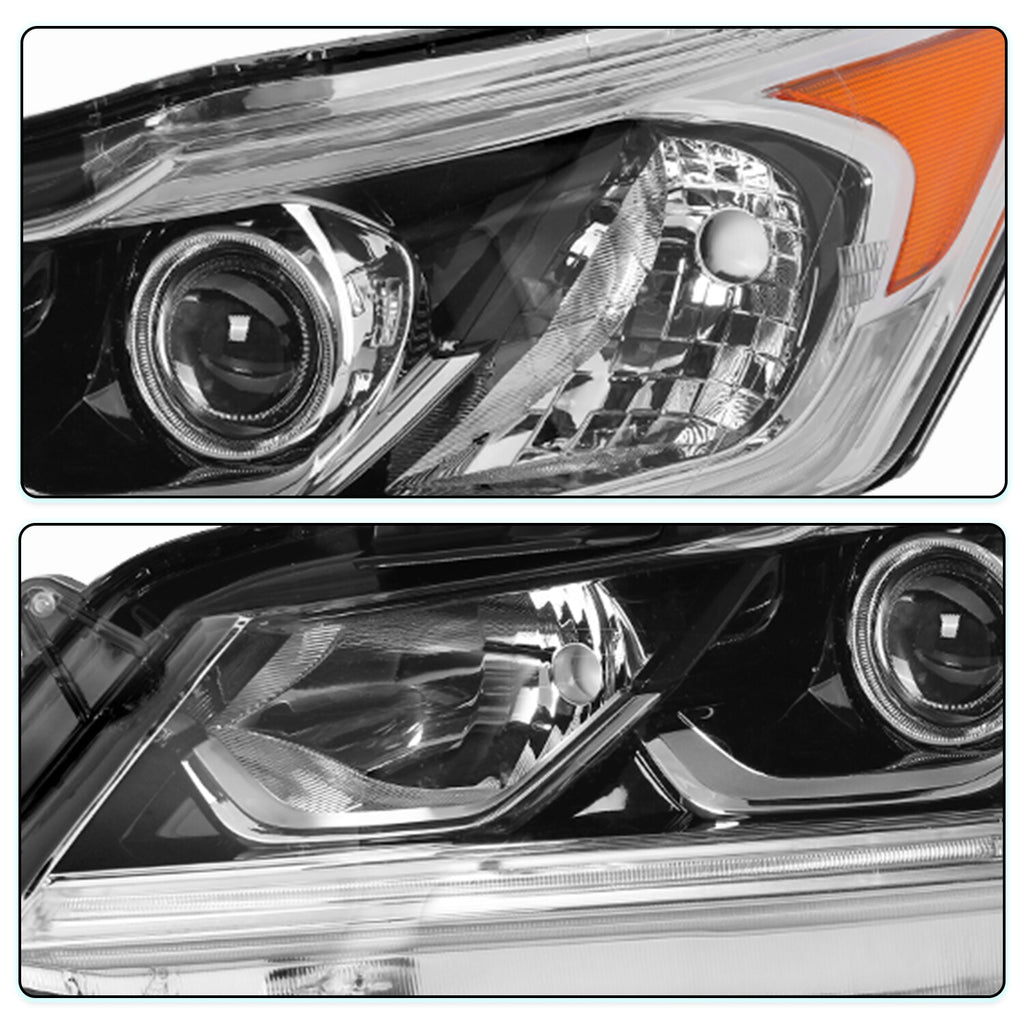 For 2016-2017 Honda Accord Sedan Halogen w/ LED DRL 2Pcs Headlights Assembly L+R