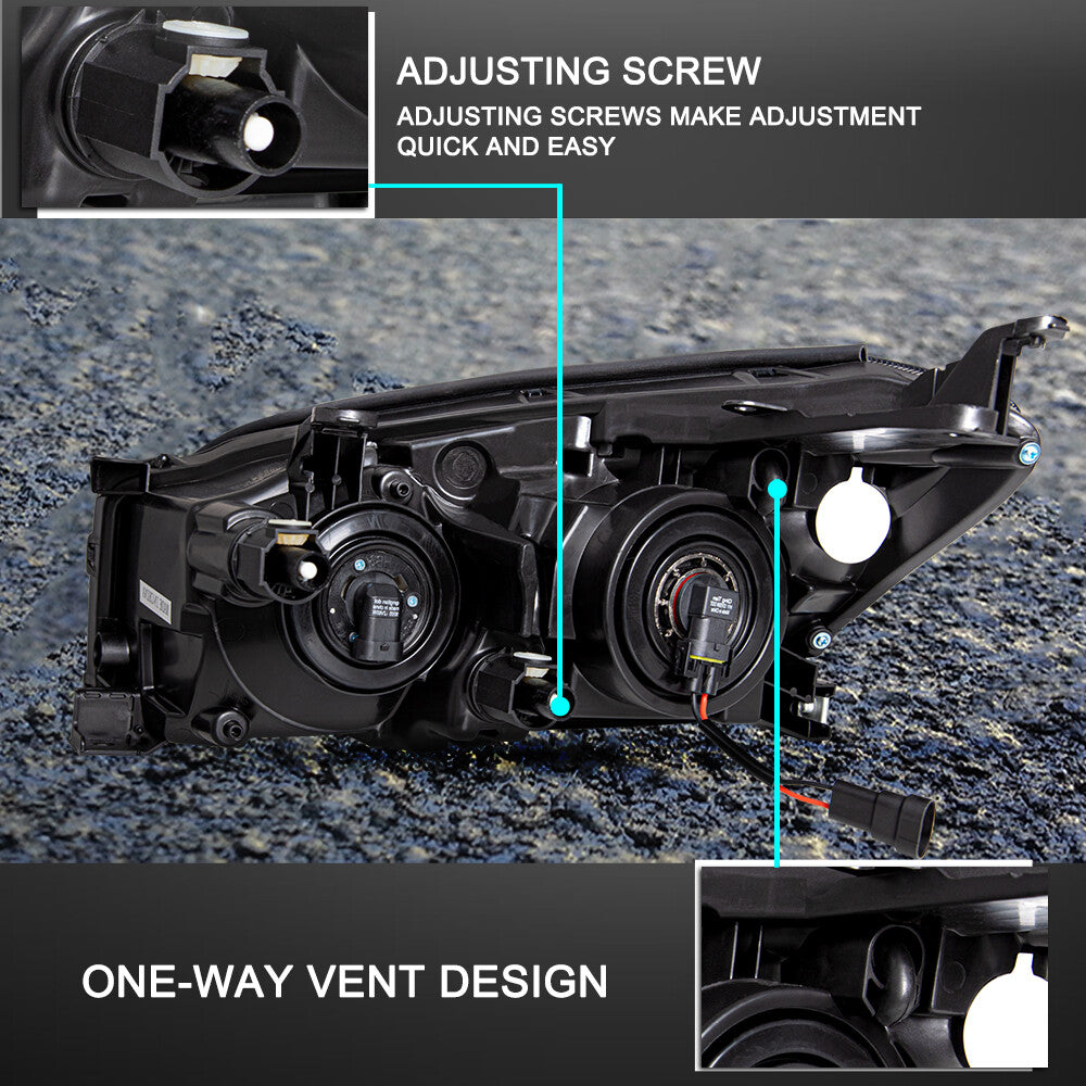 For 09-12 Toyota RAV4 black housing amber corner projector headlights w/bulbs