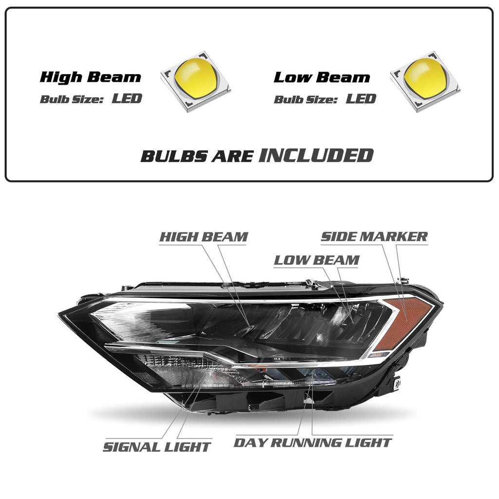 For 2019-2023 Volkswagen Jetta Full LED Headlight Driver Left Side Non-Projector