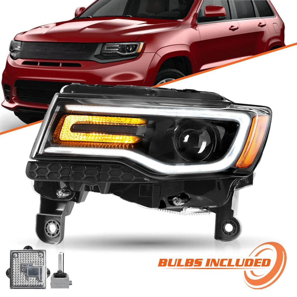 For 2014-2021 Jeep Grand Cherokee w/Bulbs&Ballast HID Black Headlight LH