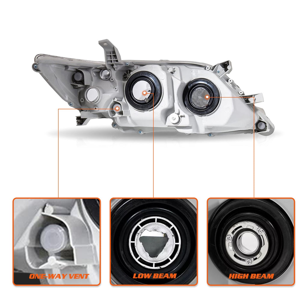 Driver Headlight Reflector For 2010-2011 Toyota Camry Sedan 4-Door Chrome Clear