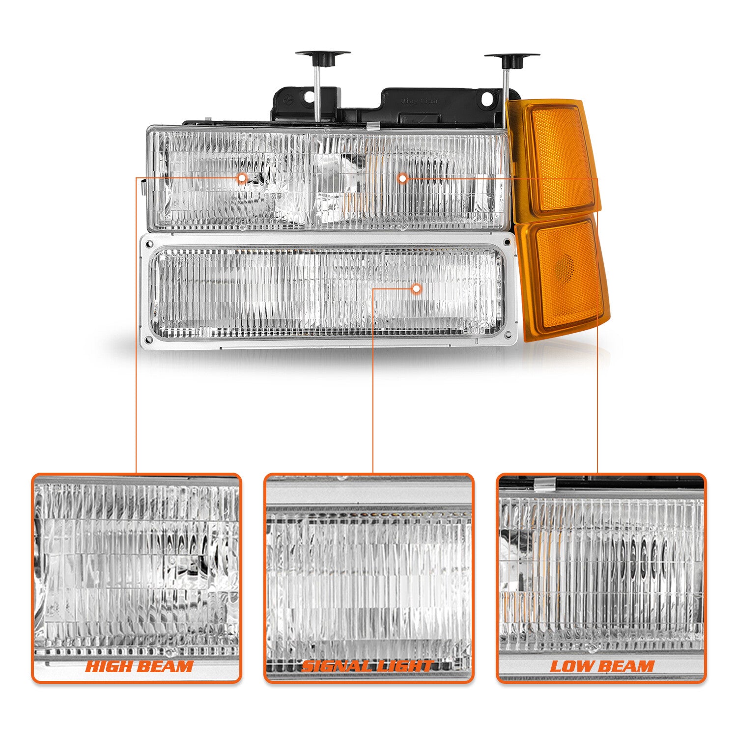 For 94-1998 Chevy Silverado C/K C10 1500 2500 3500 Headlight Bumper Lamp w/Bulb