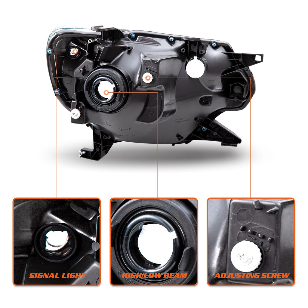 For 2012-2015 Toyota Tacoma TRD Pair Black Amber Corner Lamp Headlights Assembly
