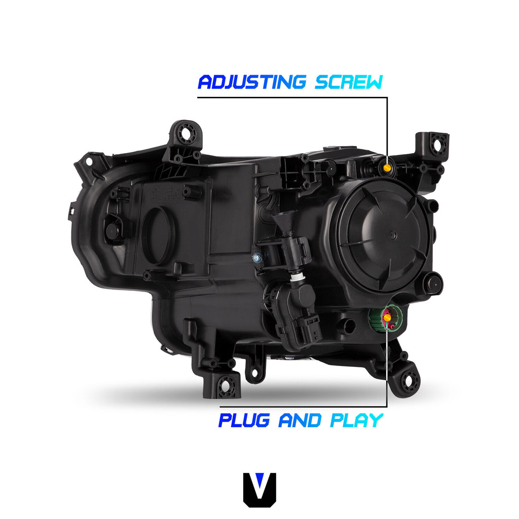 Fits 2014-2018 Jeep Cherokee Headlight Halogen Projector clear black LH+RH Lamp