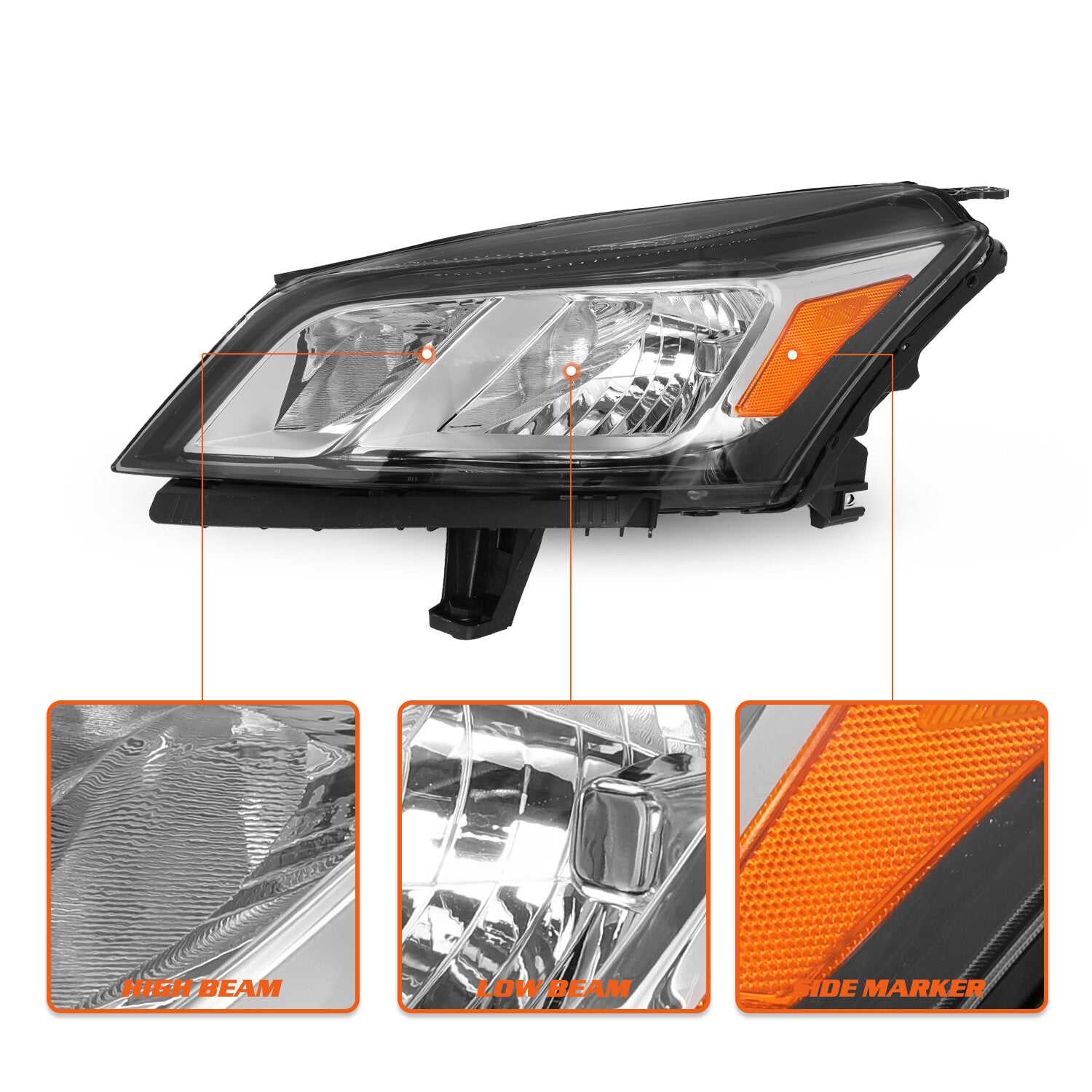 OE Style Headlights For 2013-2017 Chevy Traverse Chrome Headlamps LH+RH Sets