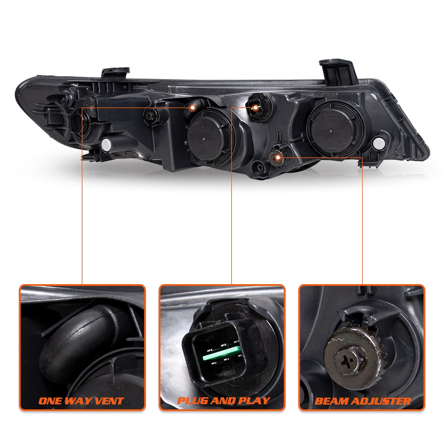 Fits 2010 2011 2012 2013 Kia Forte Headlights Halogen Headlamps Left+Right