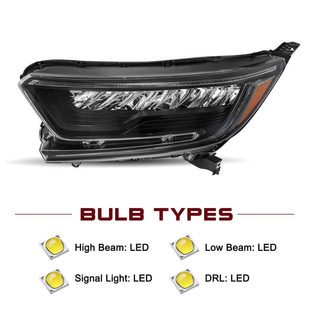 For 2017-2022 Honda CRV CR-V Full LED Black Amber Headlights Assembly Pair L+R
