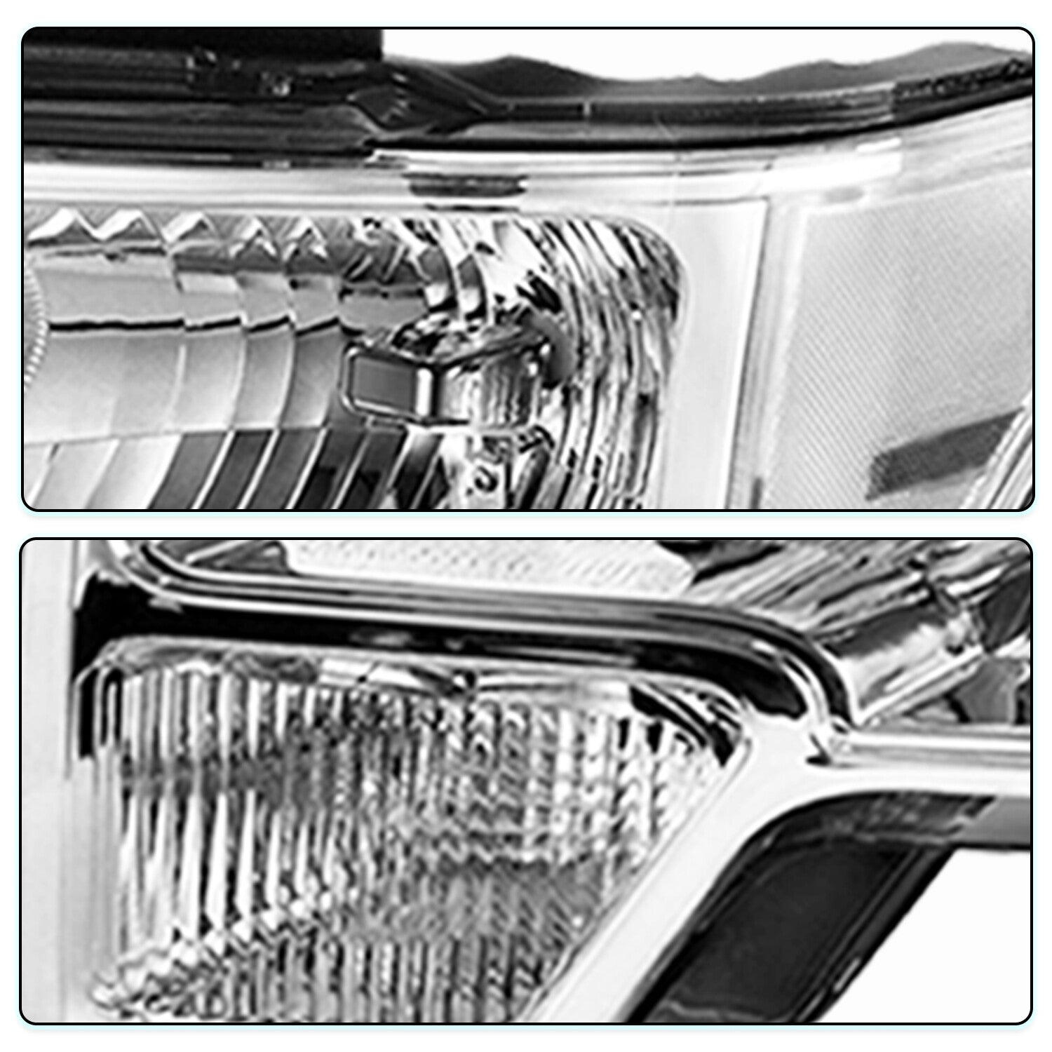 For 2009 2010 2011 2012 2013 2014 Ford F-150 F150 Pickup Chrome Headlights Pair